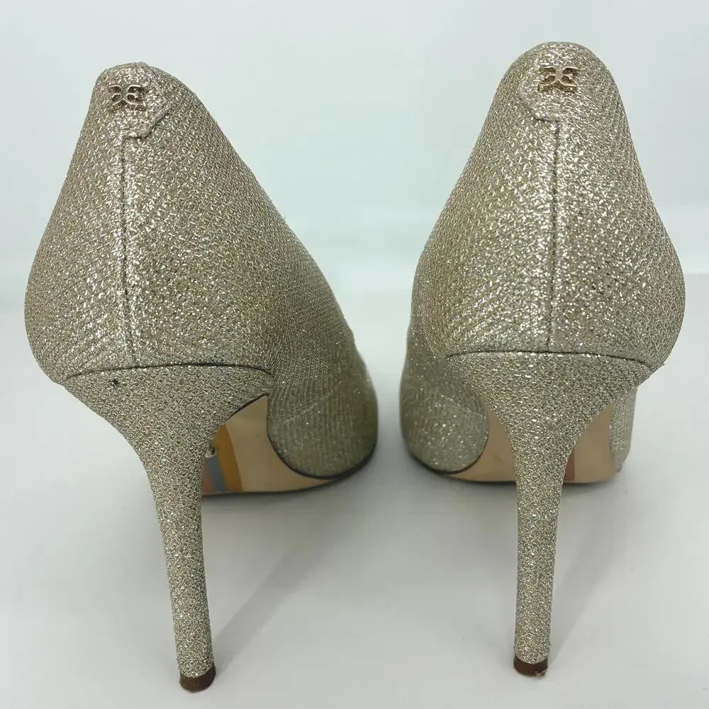 Sam Edelman Hazel Gold Glitter Formal Party Cocktail Pointed Toe Heels Pumps 7W